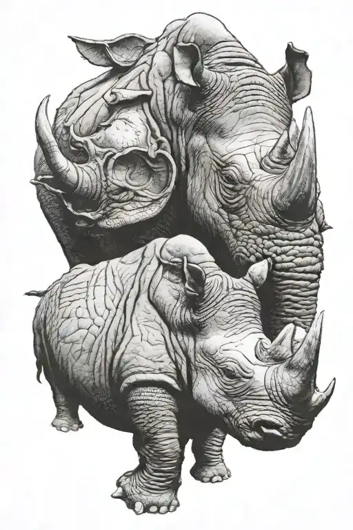 Rhino And Elephant Head