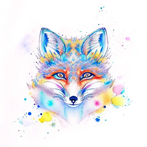 A Watercolor Fox With Intricate Floral Patterns As Its Fur
