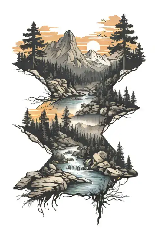 Mountain River Forest Sunset Forearm