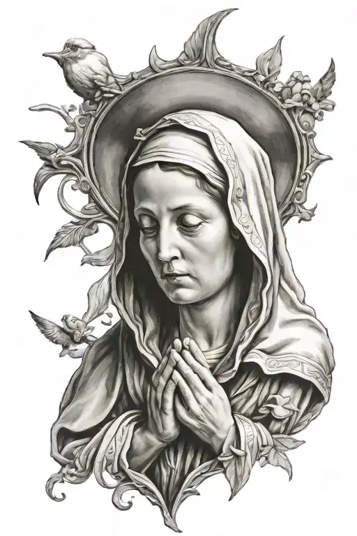 The Virgin Mary Praying With Cristian Fillings