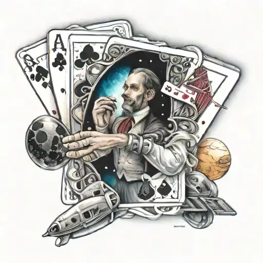 A Croupier Dealing A Hand Of Cards In Outer Space