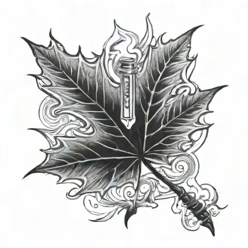 Maple Leaf With A Cutting Torch Stood Infront