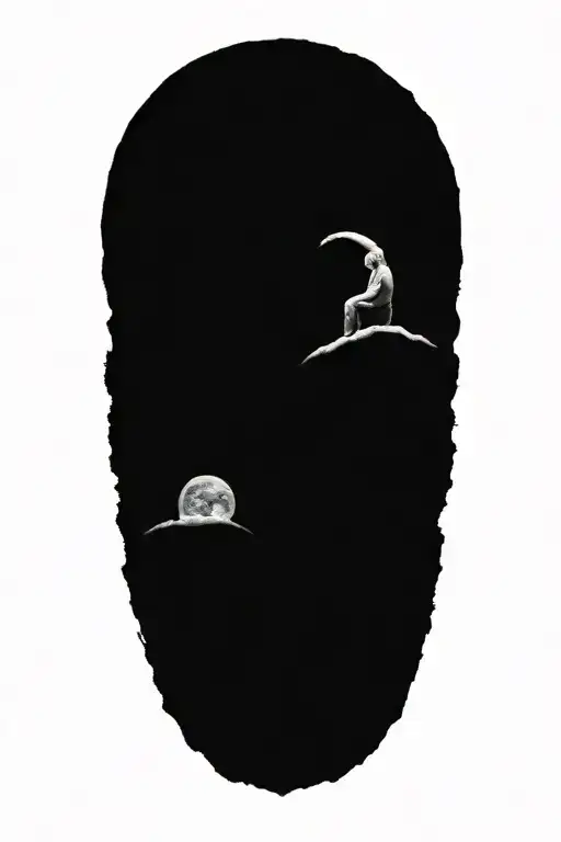 Two Brothers Sitting On The Moon Looking At Earth