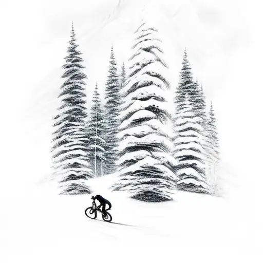 A Realistic Mountain Scene With A Mountainbike Carving Through The Trails