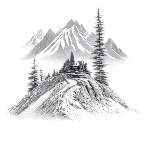 A Realistic Mountain Scene With A Mountainbike Carving Through The Trails