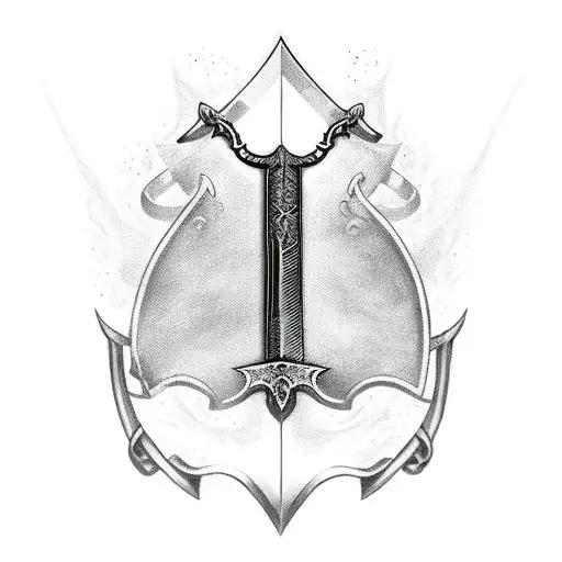 Sword With Shield And Banner