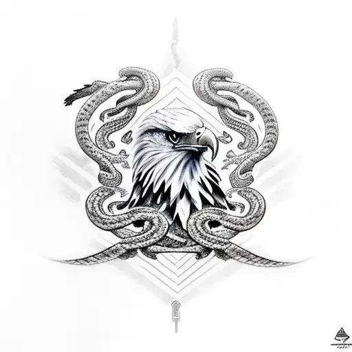 Eagle With Snakes And Fire