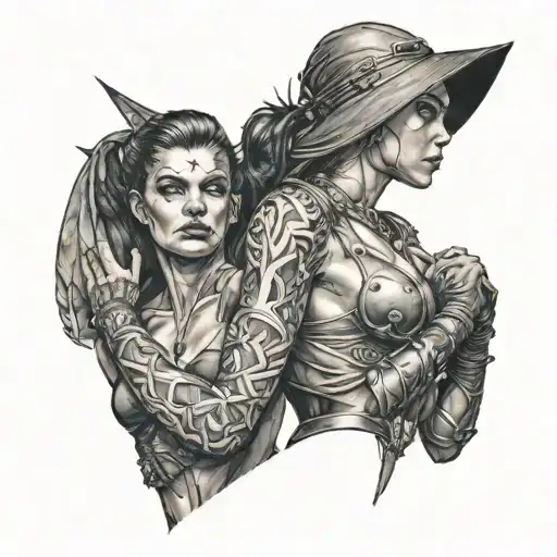 Night Stealth Warrior Battling Woman Dressed