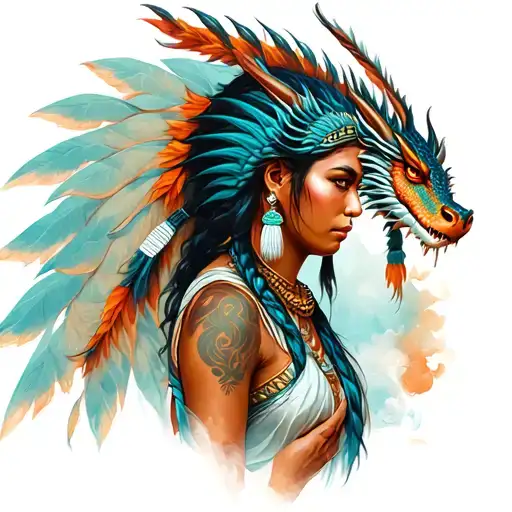 Indigenous Woman Holding Small Dragon