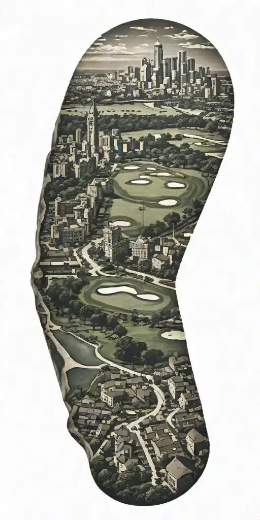 Golf Course In City Skyline