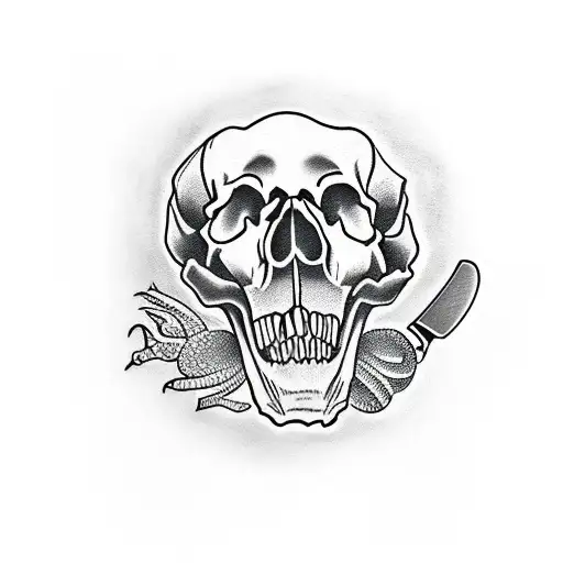 Dog Skull With Knife