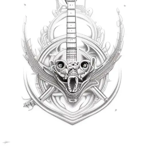 A Guitar Made Up Of Intricate Airplane Parts