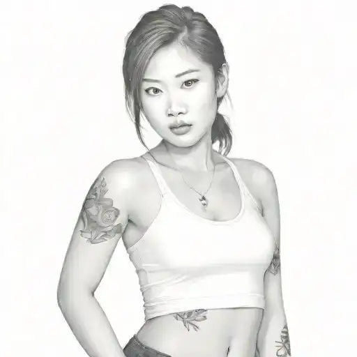 An Asian Girl In A White Top