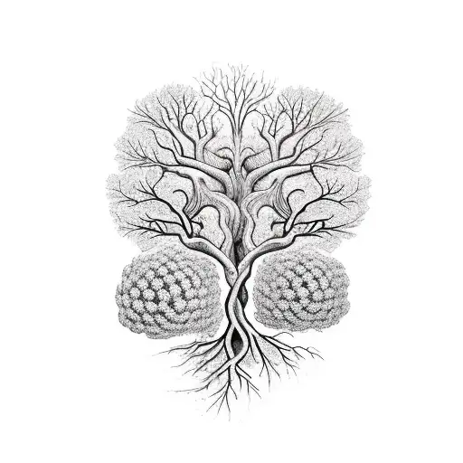 A Tree With A Brain On One Side Of Its Underground Roots And A Heart On The Other Side Of It