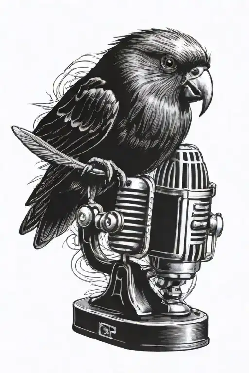 Microphone And Bird Sitting