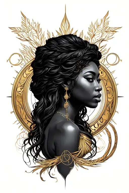 Black Woman Aquarius Zodiac Sign Intertwined