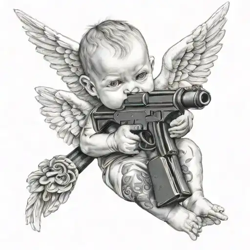 Gangser Street Baby Angel Aiming A Gun