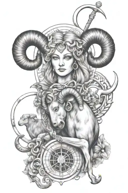Aries Zodiac Sign Intertwined Libra And Sagittarius