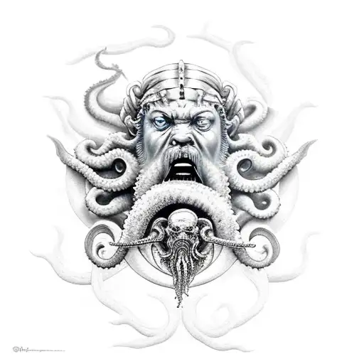 Poseidon Peleando Con Kraken