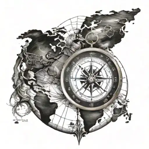 Compass Rose With World Map