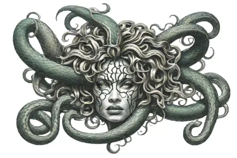 Medusa Face With Snake Hair
