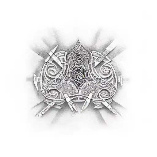 Guitar Fret With Maori Drawings Of Stones