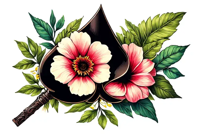 Floral Design Featuring A Spade For Lower Back