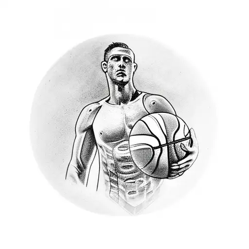 The Atlas Titan Holding A Basketball