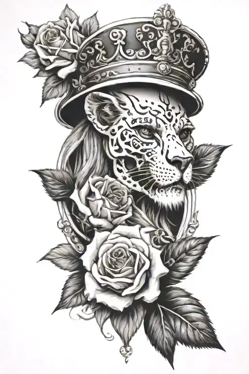 Skull With Rose Throne And Lion