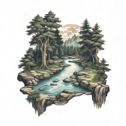 Landscape Of A River And Forest