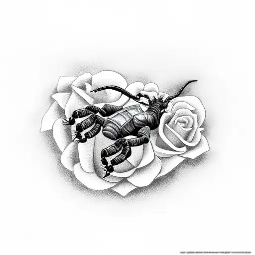 Scorpion With Gun And Roses