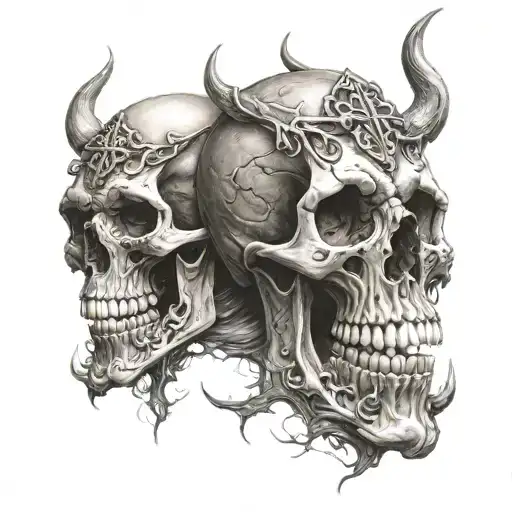 Demon Skulls And Cross