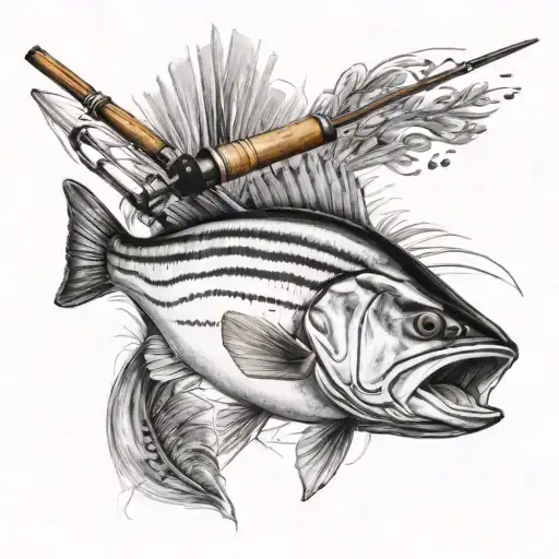 Fly Fishing Rod With A Striped Bass
