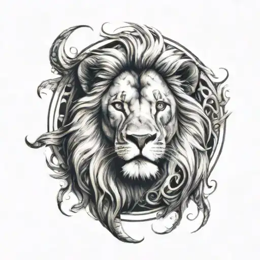 Shoulder Tattoo Circle Inside Is Black Sun Which Has Inside Pride Lion