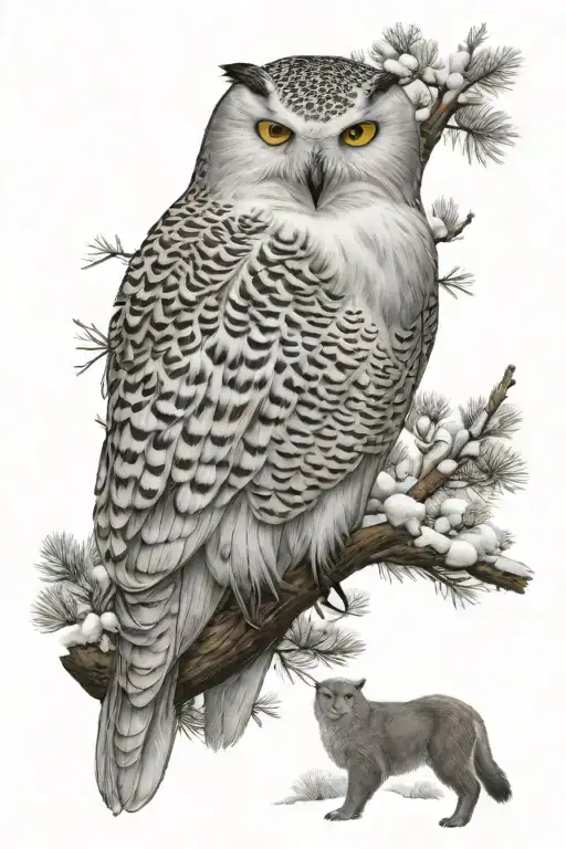 Snowy Owl And White Tail Deer