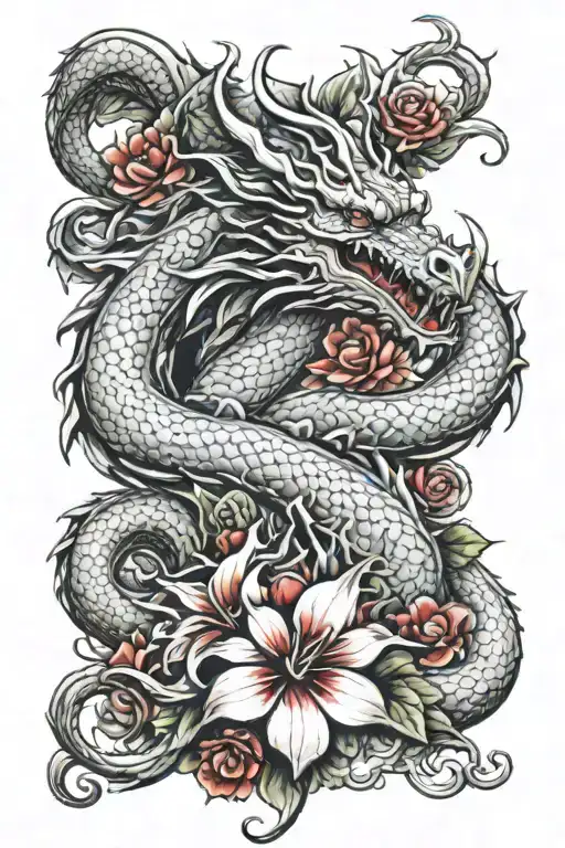 Dragon Body Red Floral