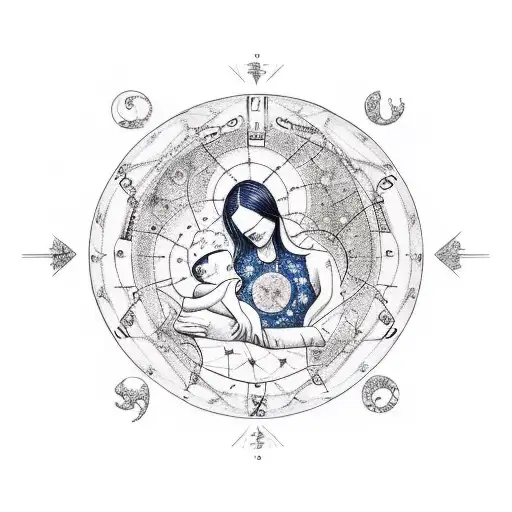 Zodiac Constellations Forming A Mother And Child