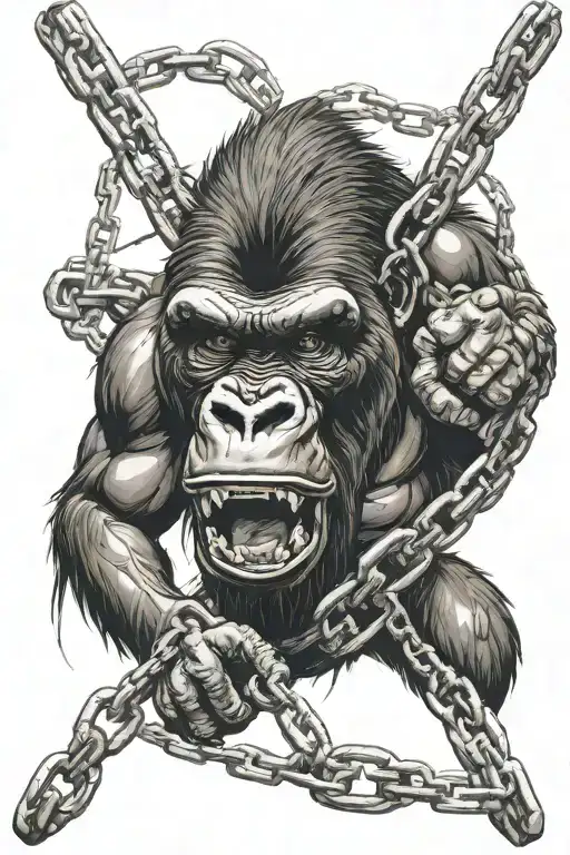 Gorilla Breaking Out Of Chain In Rage