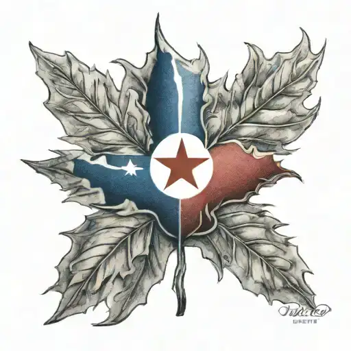 Texas Flag Inside Maple Leaf