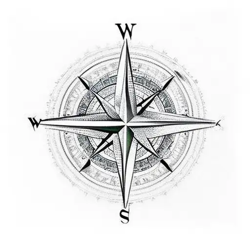 A Majestic Compass Surrounded By Intricate Hunting And Fishing Scenes