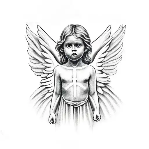 Angel With Holy Cross Background