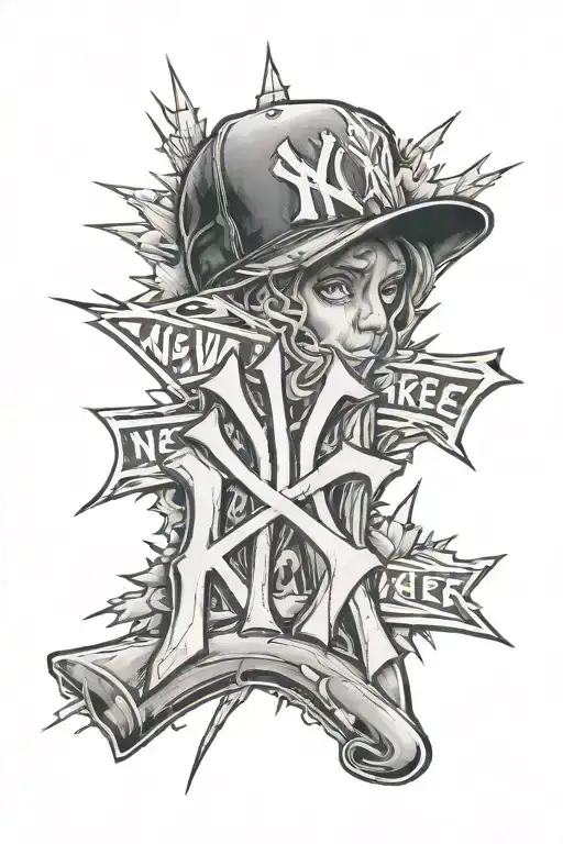 Graffiti New York Yankee Sign Mixed With 180Th Ave 0