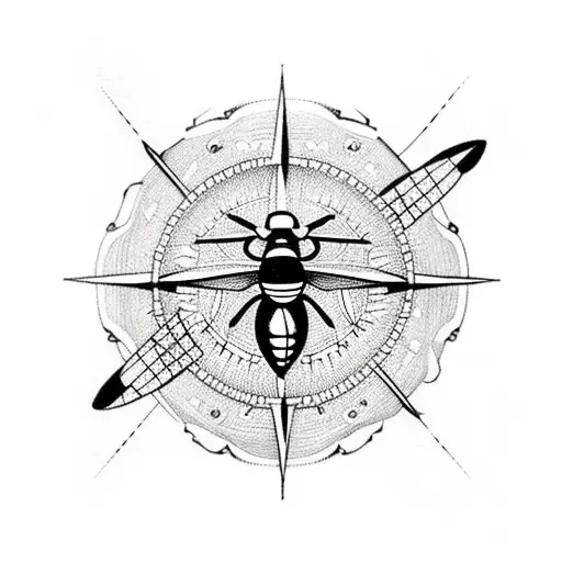 Airplane With Compass And A Queen Bee