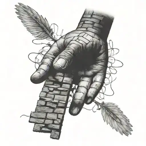Bricks With Hand Towards Heaven