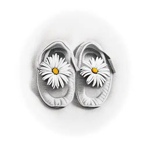 Baby Footprints With Daisies