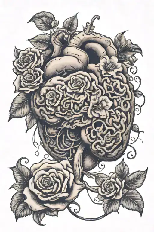 Brain And Heart With Flowers And Lawyer Symbol
