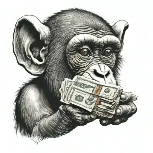 Monkey With Stack Of Money In His Ears