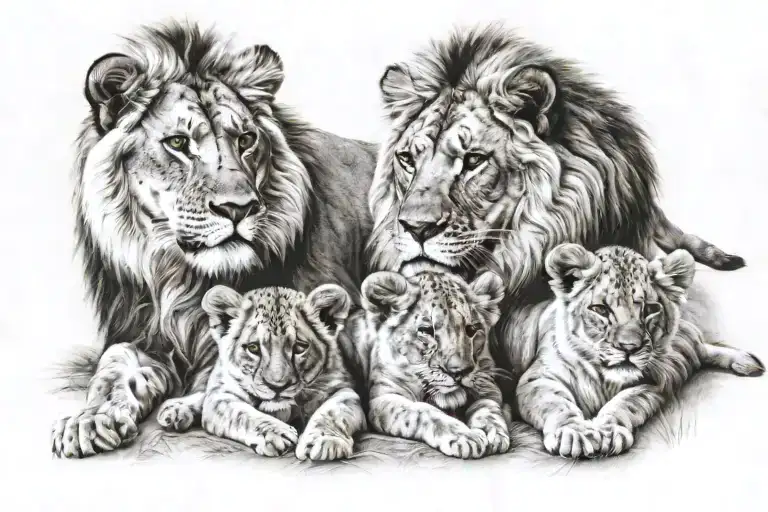 Lion Family One Cub