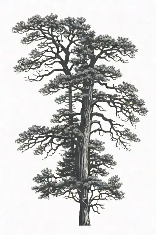 Dainty Sequoia Tree Black Silhouette