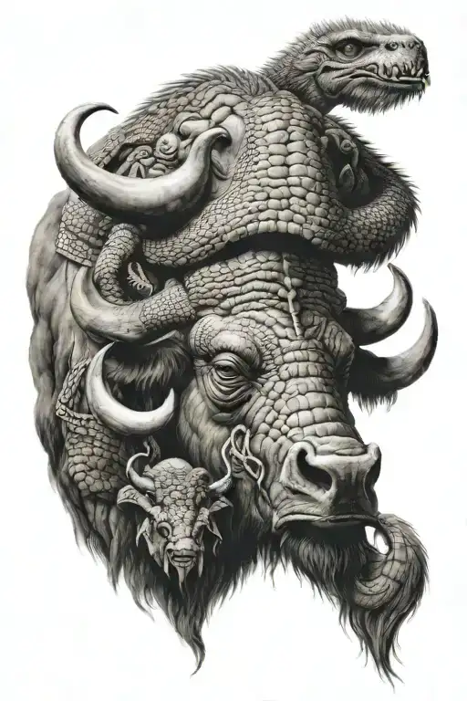 Powerful Indian Buffalo With Mighty Crocodile And Hidden Anaconda